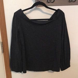 Loft blouse off the shoulder, black silver thread long sleeves elastic, …